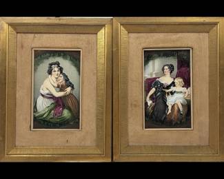 Pair Of Victorian / French Style Portraits On Copper
