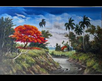 Signed Jose Mariano Gil (Cuban, b. 1941) Oil On Canvas Scenic Landscape Painting, Unframed
