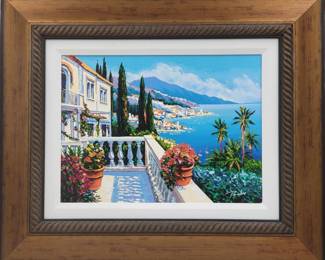 Alex Pauker (Russian, b. 1974) Serigraph On Canvas W/ COA, "Terrace View"
