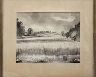 Jean Viollier (Swiss, 1896-1985) Signed Watercolor Landscape Painting
