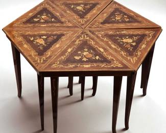 Set Of 6 Italian Marquetry Inlaid Triangular Tables
