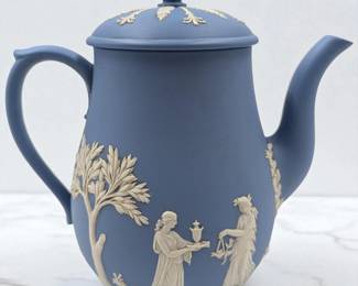 Vintage Wedgwood Blue Jasperware Teapot
