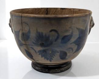 An Old And Unusual Blue Unglaze Decorative Ceramic Bowl, Possibly Mid-Century
