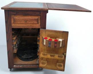 Antique Oak Game Table And Bar
