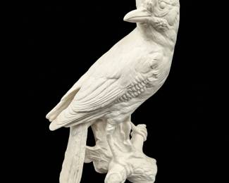 Vintage German Goebel White Bisque Black-Throated Jay Bird Figurine, CV 94, 1968
