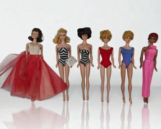 Lot Of 6 Vintage Mattel Barbie, Midge, And Julia Dolls, 1960s, NO BOXES
