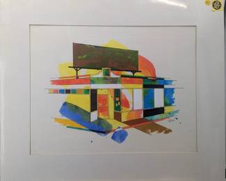 American Jon Henry 1916-90 Acrylic Abstract Painting Titled "School St. Spa" , 1986
