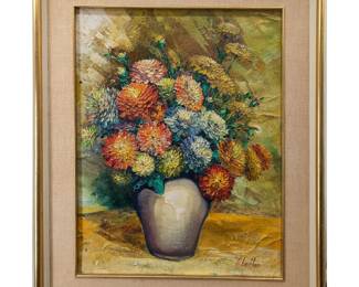 Vintage Signed Rufino Ceballos, Spanish (1907-1970) Oil On Canvas Still-Life Painting
