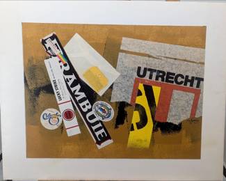 American Jon Henry 1916-90 Mixed Media Abstract Painting Titled "Drambuie" , 1981
