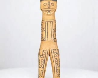 A Wood Carved & Painted South American Doll, Possibly Shipibo Or Karaja
