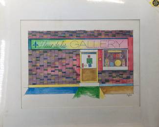 American Jon Henry 1916-90 Acrylic Abstract Painting Titled "Fleur De Lis Gallery" , 1986
