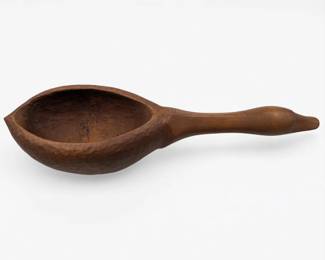 Large Vintage Carved Wood Duck/Goose Ladle, Possibly Native American
