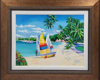 Alex Pauker (Russian, b. 1974) Serigraph On Linen W/ COA, "Island Destination"

