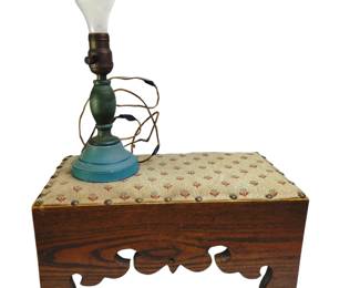 Antique Oak Foot Stool Step Metal Table Lamp