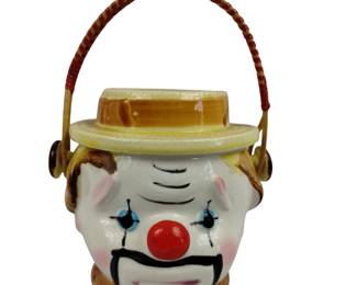Vintage Ceramic Lipper & Mann Clown Cookie Jar Lid Handle Japan