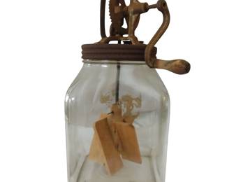 6 Quart Butter Churn Crank Handle Glass Jar