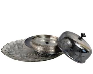 Vintage Communion Glasses Covered Metal Tray
