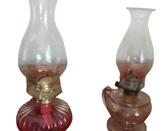 Vintage Antique Glass Oil Lamps Footed Finger Lamp