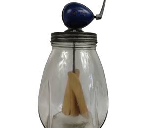 Antique Blow Butter Churn Britain Wood Paddle Glass Jar
