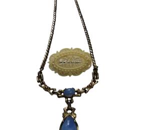 Jewelry Barclay Lavalier Blue Opalescent Moon Glow + Fern Pin
