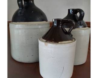 Three Vintage Utility Jugs Crocks Stoneware