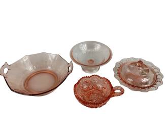 Antique Depression Era Pink Glassware 4 Pc Lot