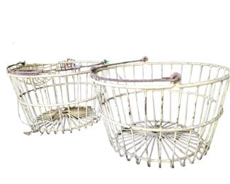 Pair Large Metal Rubber Coated Wire Chicken Egg Baskets