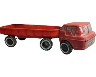 Vintage IDEAL Red Truck Toy Hauler Plastic