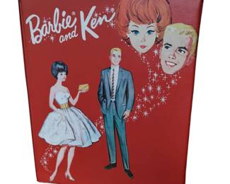 Vintage SPP Barbie Ken Doll Trunk Case Drawers Strap Red