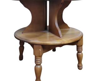 Vintage Round End Table Book Shelf Storage