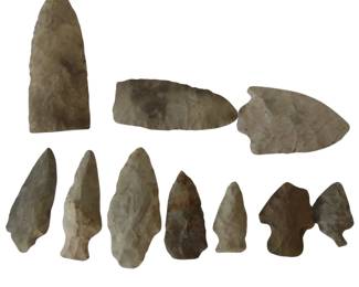 Primitive Lanceolate Stem Arrow Heads Indiana Native American