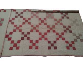 Irish Chain Quilt Hand Stitched Antique
