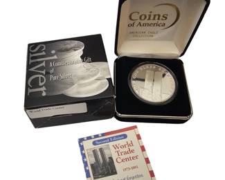 2001 Fine Silver Coin World Trade Center Towers 1 Troy Oz