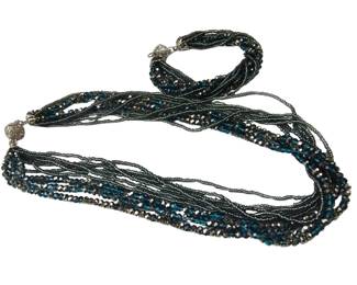 Costume Jewelry Premier Designs Necklace Bracelet Set Multi Strand Blue