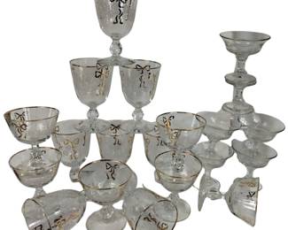 Vintage Bridal Champagne Glasses & Clear Champagne Glass Set