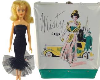 1960s Misty Barbie Vintage Black Evening Gown Case