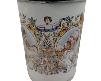Antique 1902 Coronation Enameled Cup Edward Alexandra