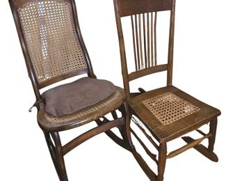 Antique Sewing Rockers Cane Seats Back