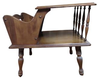 Midcentury Colonial End Table Magazine Rack