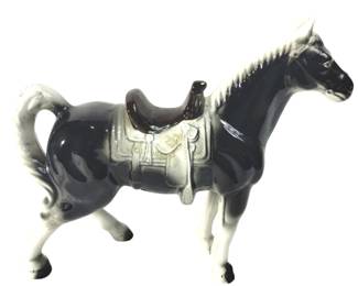 Ceramic Horse Black and White Japan