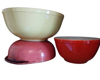 Pyrex Mixing Bowls Primary Pink Yellow
