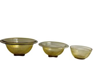 Vintage Glass Yellow Mixing Bowls