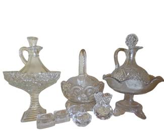 Clear Glass Pedestals Salt Cellars Decanter