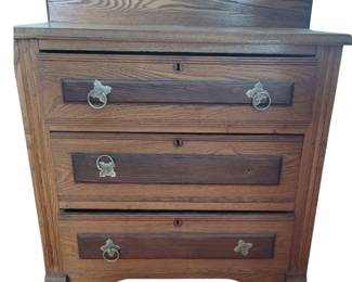 Antique Wood Dry Sink Base 3 Drawer Dresser