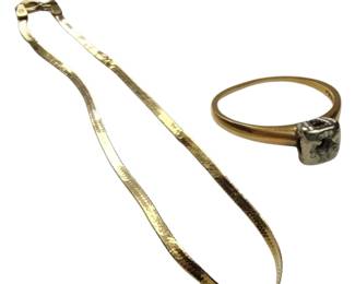 14KT Gold Jewelry LOT Bracelet & Ring No Stone 2.6g