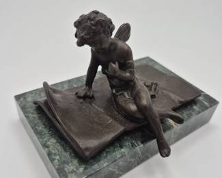 Lot 93 Ferrand Winged Cupid Bronze Sculpture
