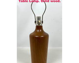 Lot 80 Danish Modern Turned Teak Wood Table Lamp. Solid wood.