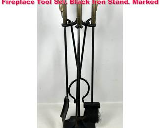 Lot 284 ADAMS CO Burnished Brass Handle Fireplace Tool Set. Black Iron Stand. Marked