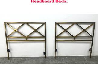 Lot 214 Pair Parzinger style Brass Headboard Beds. 