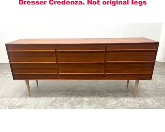 Lot 395 Mid Century Modern Teak Low Dresser Credenza. Not original legs